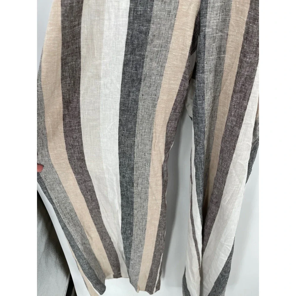 Current Air Striped Halter Neck Wide Leg Jumpsuit Women's Small Tan‎ Brown White - Picture 5 of 12